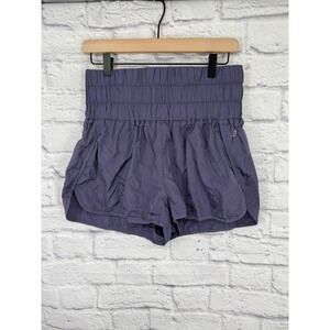 Free People Movement Shorts Purple Gray Smocked High Waist Athletic Women's  L